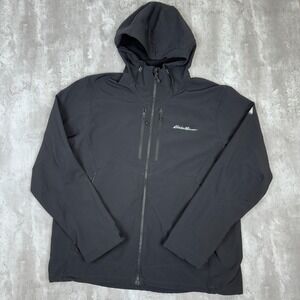 Eddie Bauer First Ascent Jacket Mens XL Black Softshell Sandstone Shield
